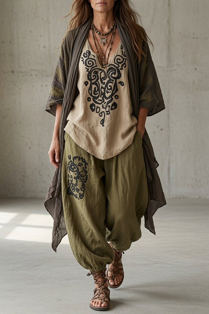 Tara | Conjunto de pantalón ornamental de tres piezas