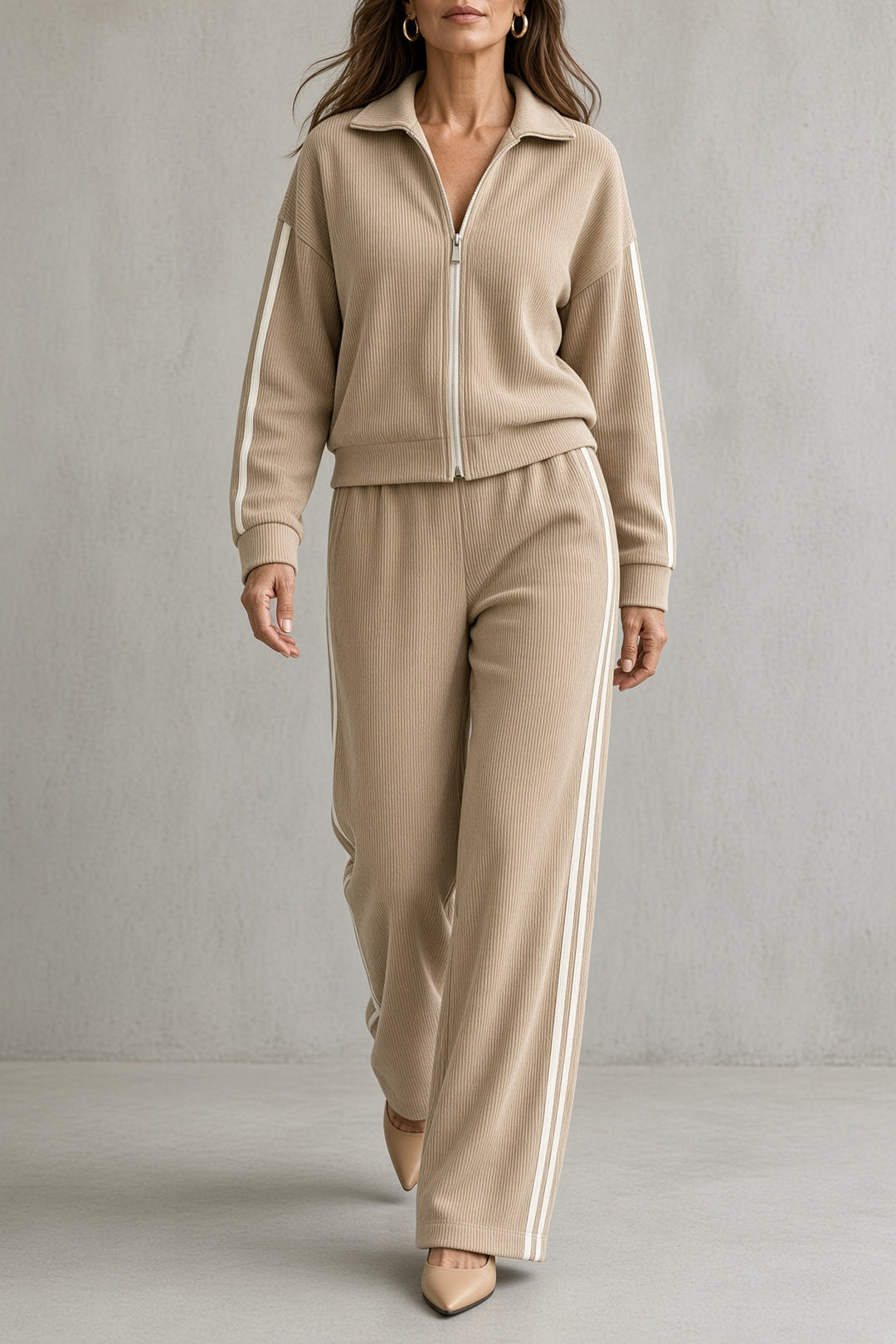 Tara | Ensemble veste zippée à col et pantalon large