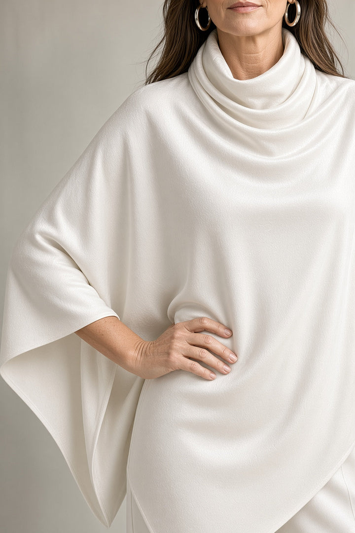 Monica | Ensemble poncho drapé à l’aspect velours et pantalon