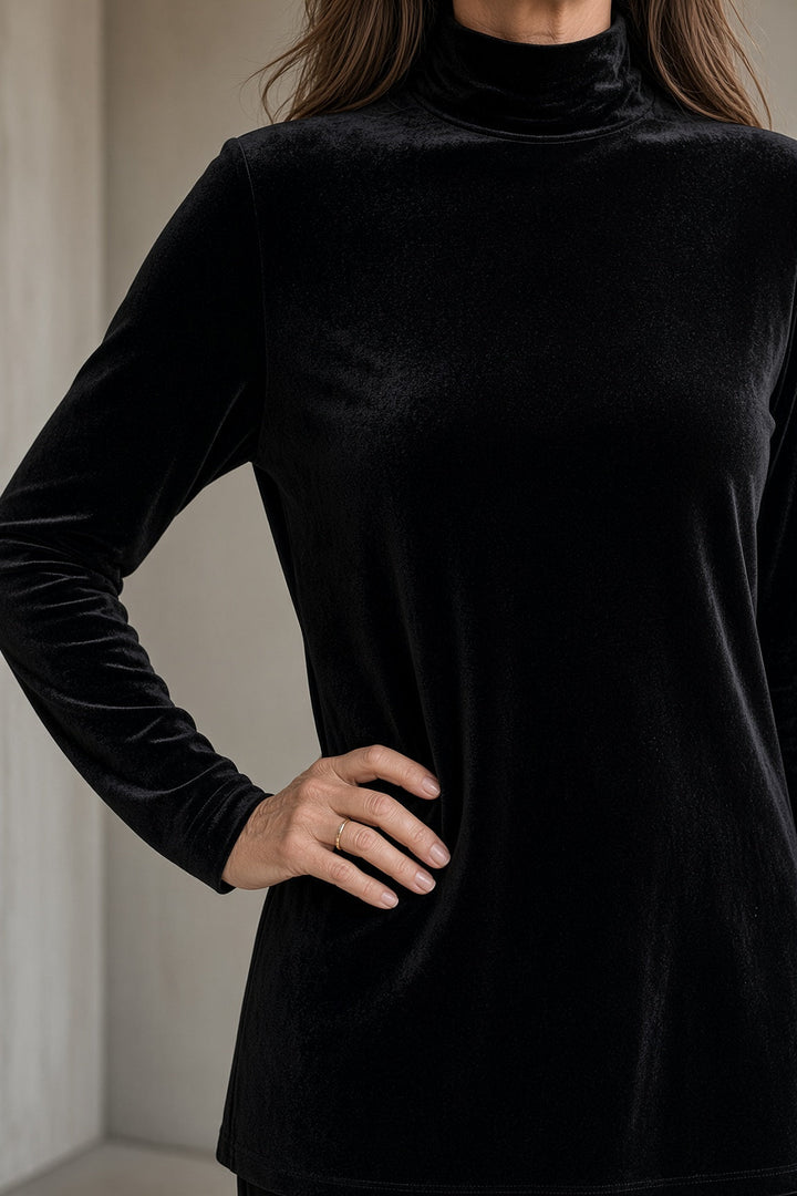 Natalie | Conjunto de pantalón de terciopelo con cuello alto