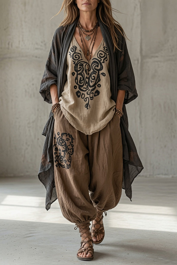 Tara | Conjunto de pantalón ornamental de tres piezas