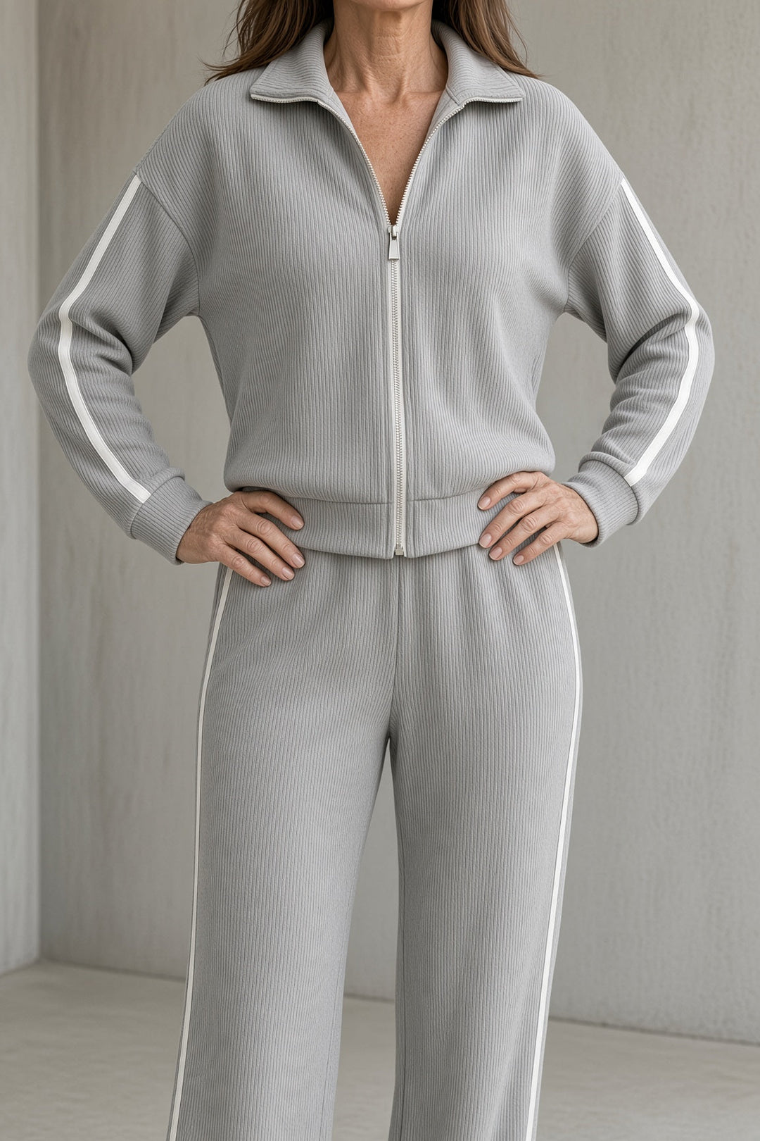 Tara | Ensemble veste zippée à col et pantalon large