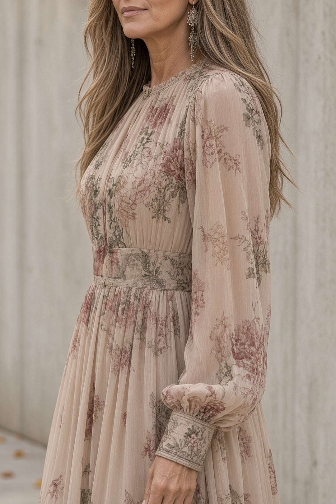 Luna | Vestido largo floral de cuello alto