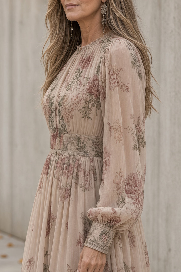 Luna | Vestido largo floral de cuello alto