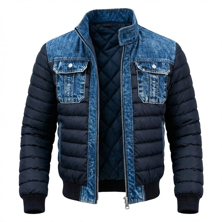 Veste matelassée pour homme à empiècements effet denim