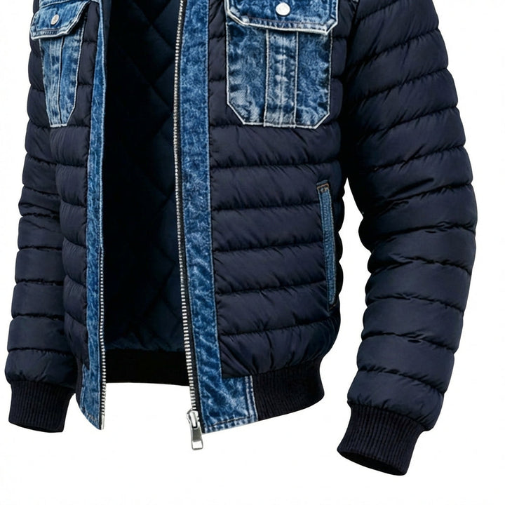 Veste matelassée pour homme à empiècements effet denim