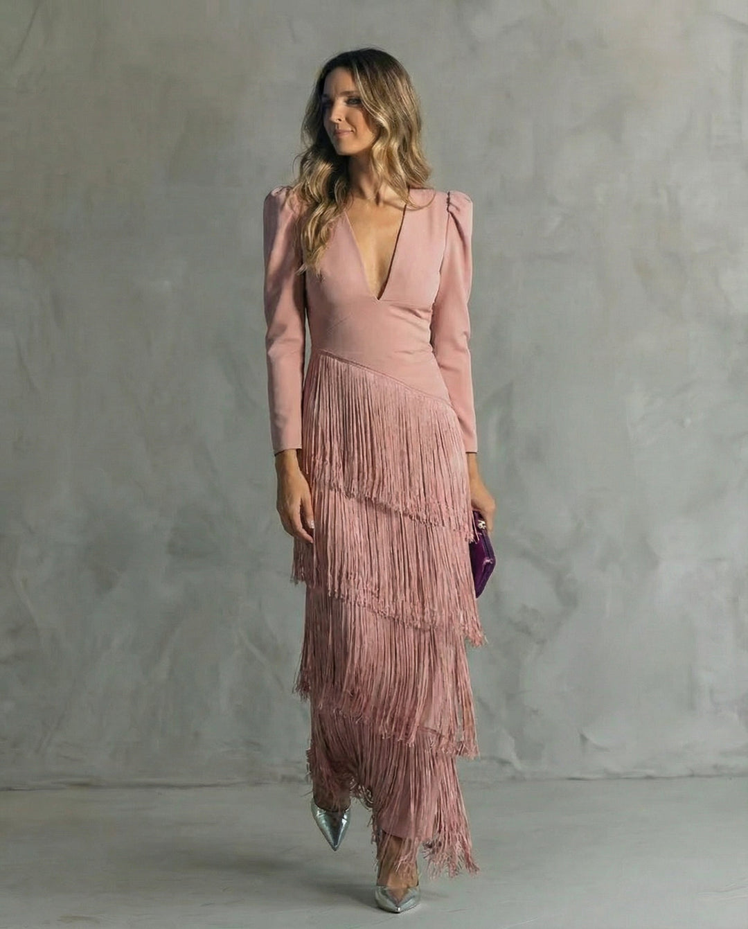Chiara | Elegant Dress with Fringed Sleeves