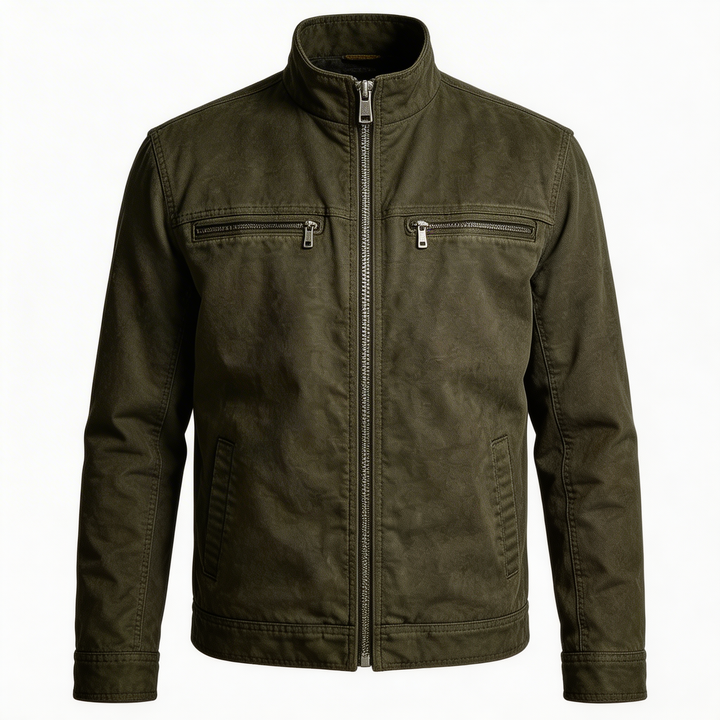 Valmont | Olivgrüne Feldjacke mit Stehkragen