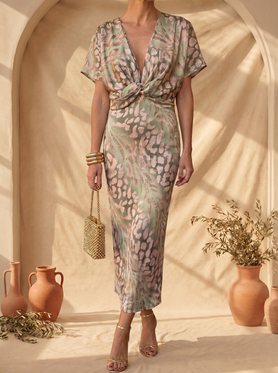 Antonella | Vestido elegante em tecido leve e fluido