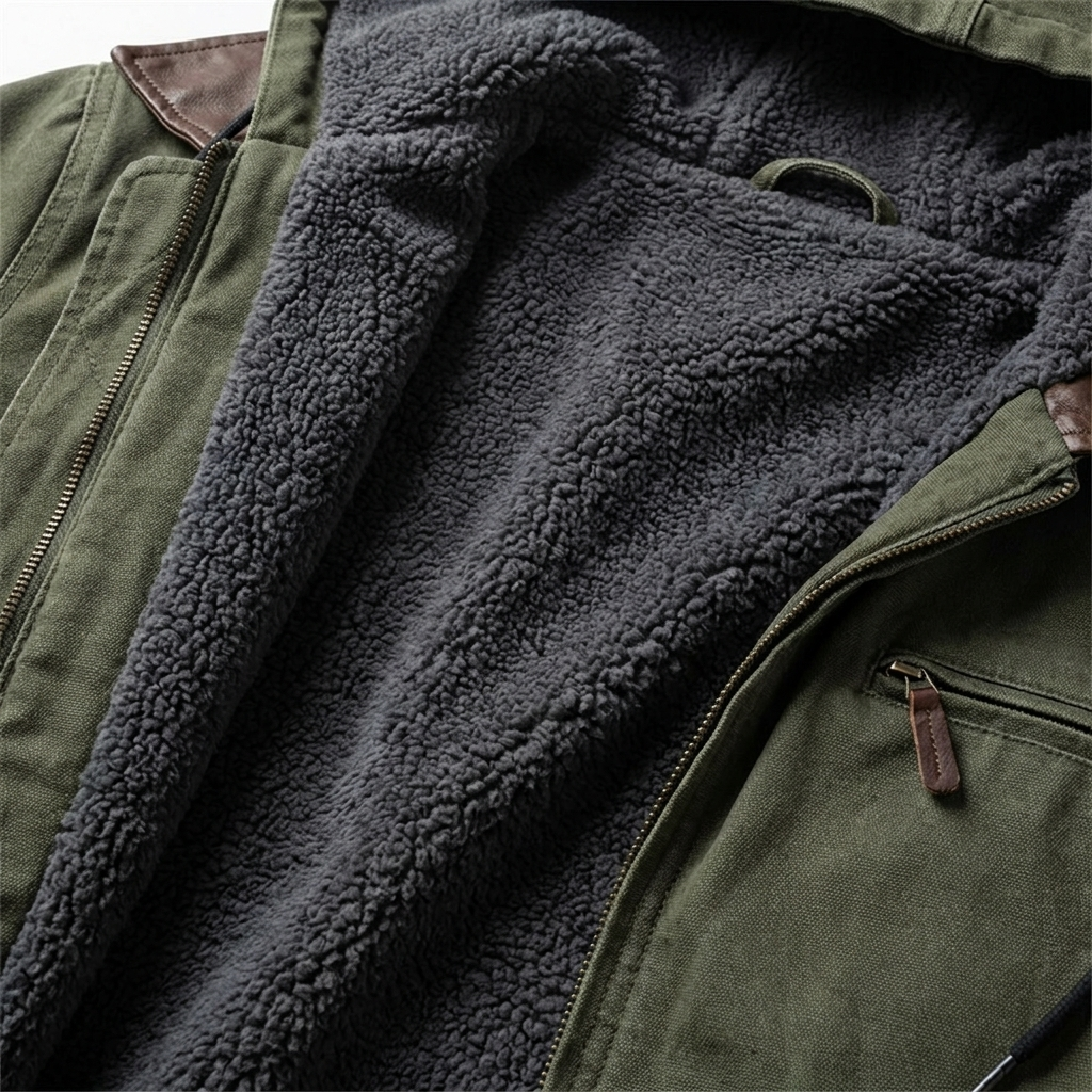 Giacca da uomo con cappuccio, zip e fodera in peluche