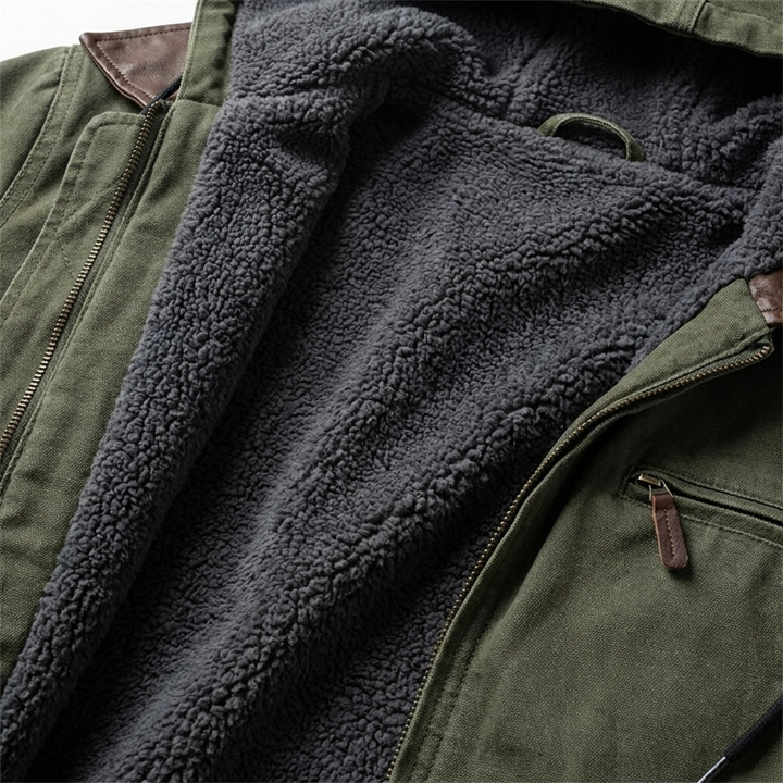 Giacca da uomo con cappuccio, zip e fodera in peluche