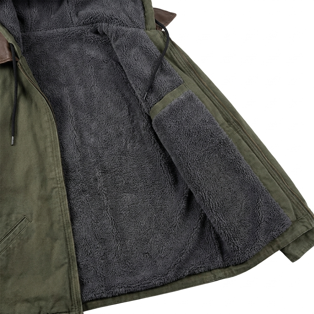 Giacca da uomo con cappuccio, zip e fodera in peluche