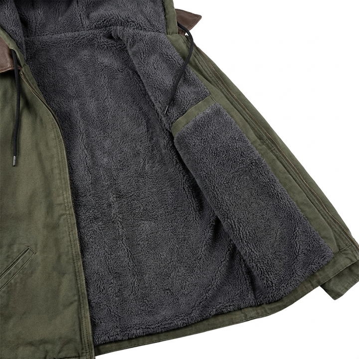 Giacca da uomo con cappuccio, zip e fodera in peluche