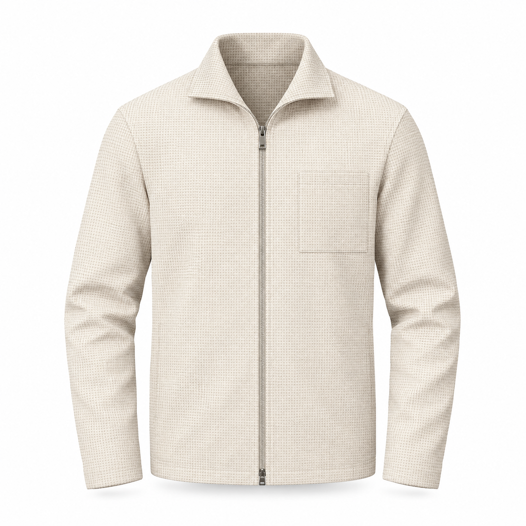 Veste pour homme à texture gaufrée, à fermeture éclair