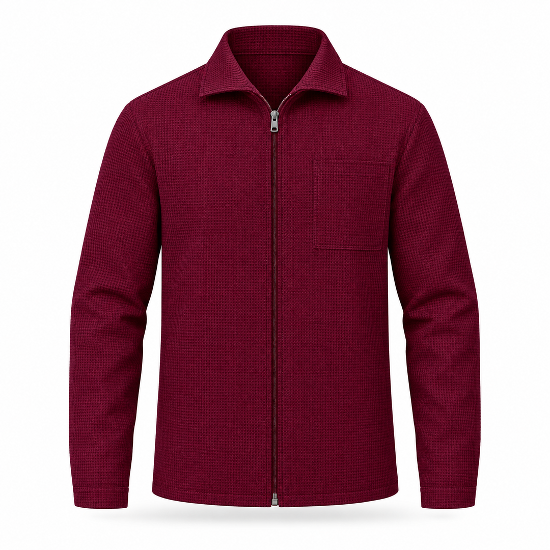 Veste pour homme à texture gaufrée, à fermeture éclair