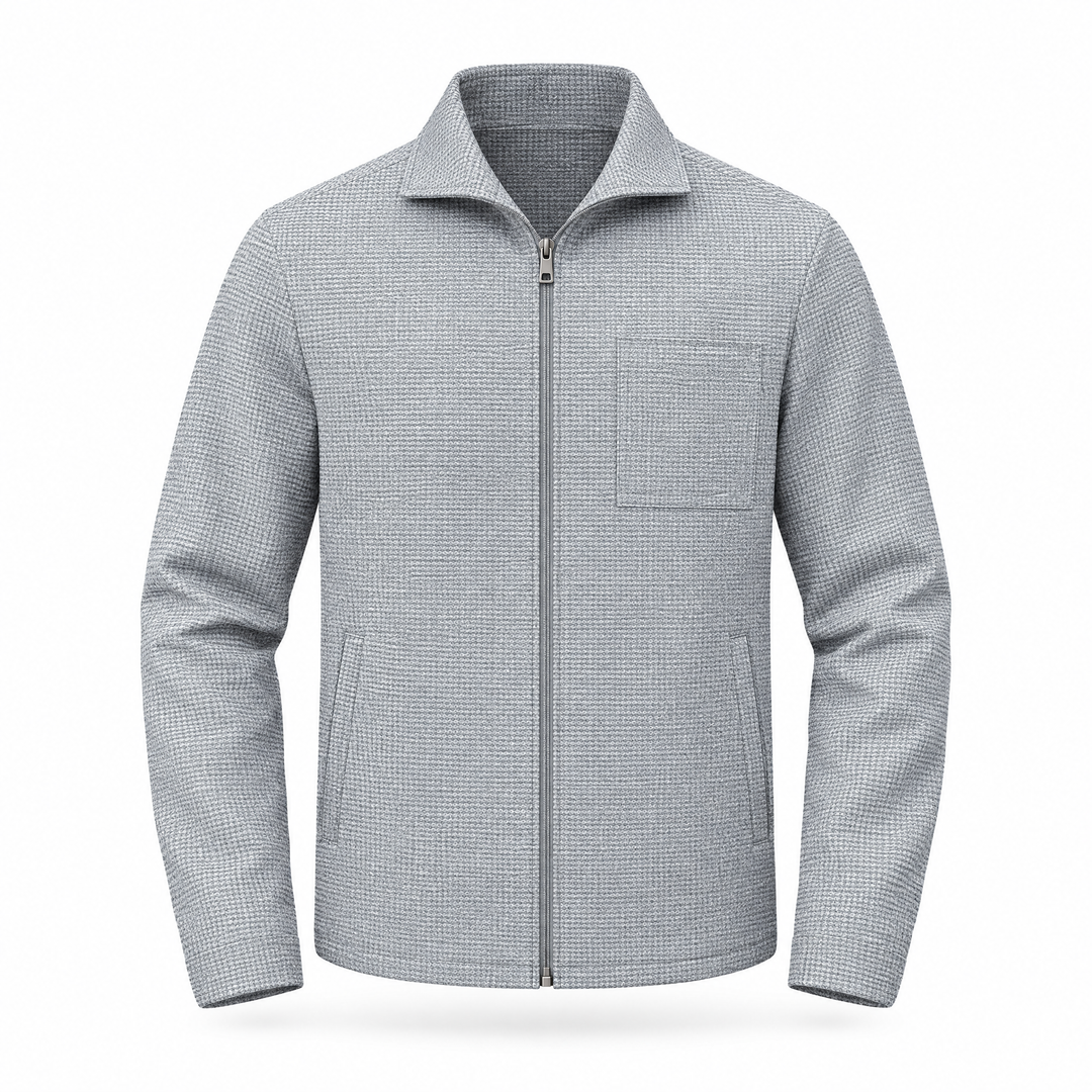 Veste pour homme à texture gaufrée, à fermeture éclair