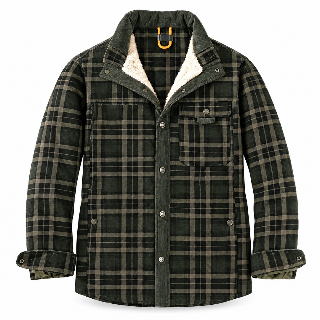 Herrenhemdjacke mit Karomuster und flauschigem Futter