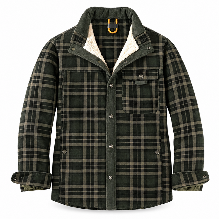Herrenhemdjacke mit Karomuster und flauschigem Futter
