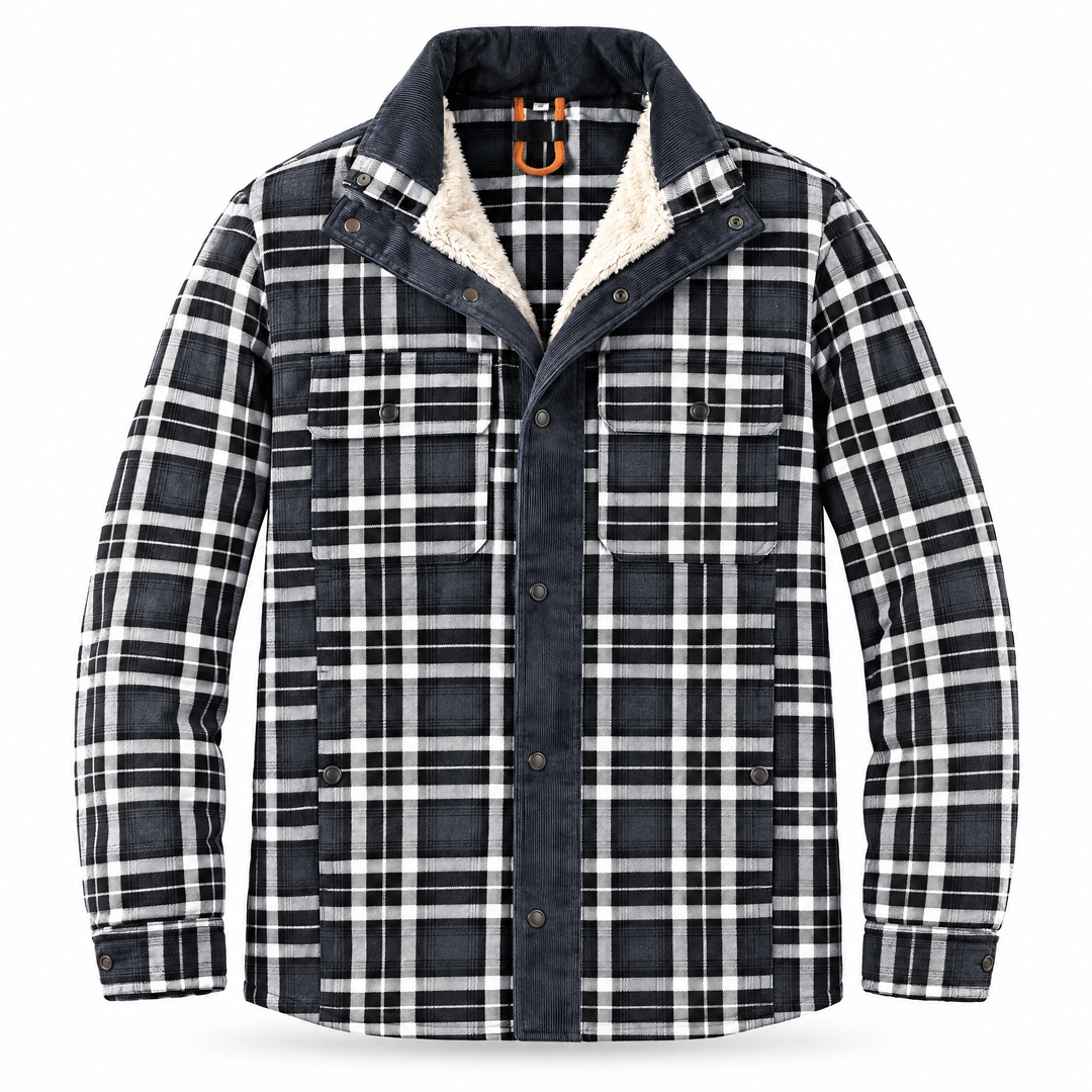 Herrenhemdjacke mit Karomuster und flauschigem Futter