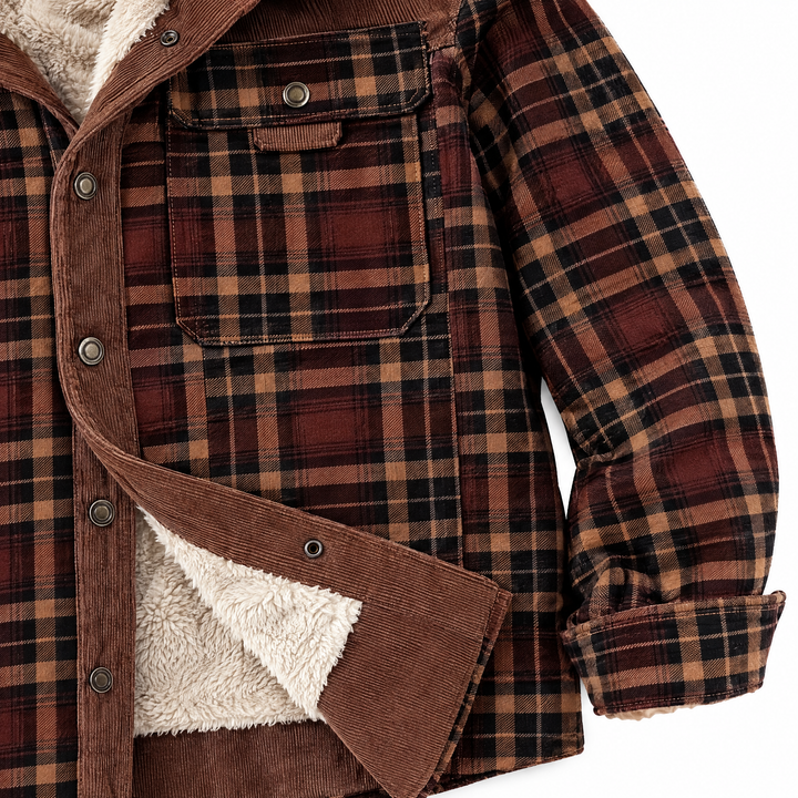 Herrenhemdjacke mit Karomuster und flauschigem Futter