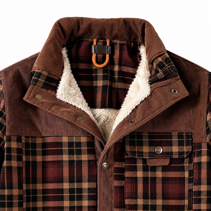 Herrenhemdjacke mit Karomuster und flauschigem Futter