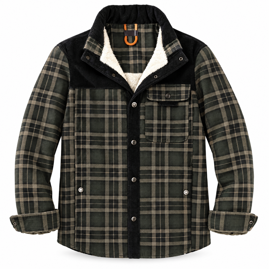 Herrenhemdjacke mit Karomuster und flauschigem Futter