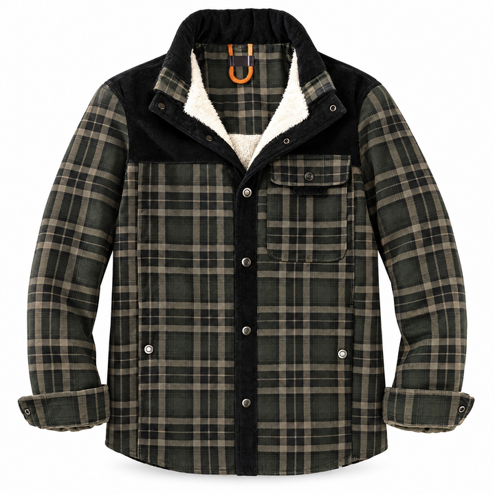 Herrenhemdjacke mit Karomuster und flauschigem Futter