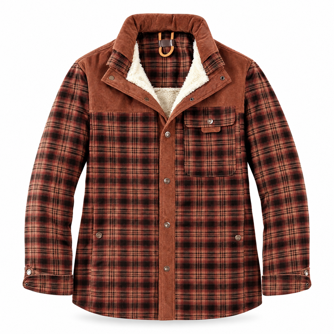 Herrenhemdjacke mit Karomuster und flauschigem Futter