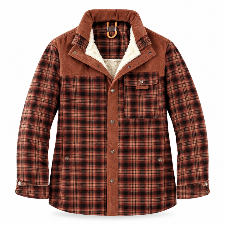 Herrenhemdjacke mit Karomuster und flauschigem Futter