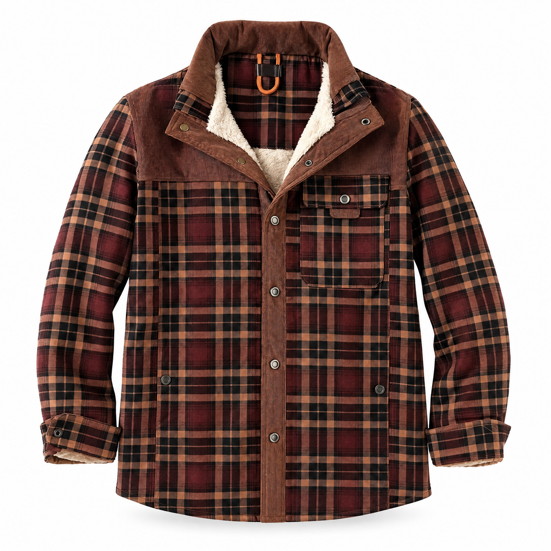 Herrenhemdjacke mit Karomuster und flauschigem Futter