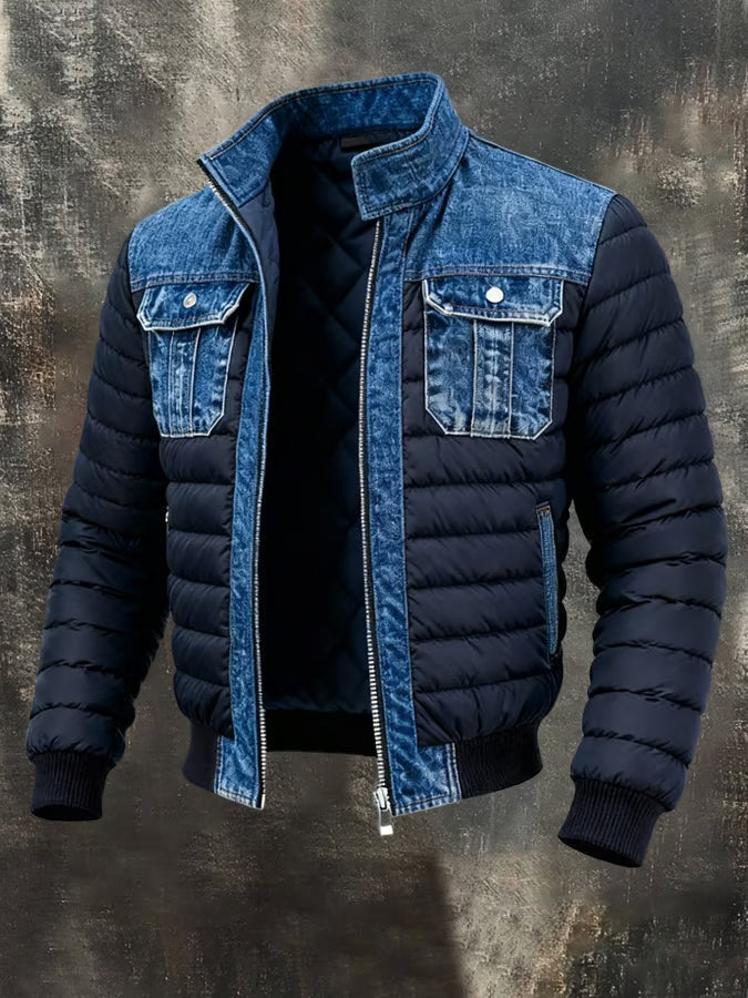 Giacca in Denim Imbottita da Uomo