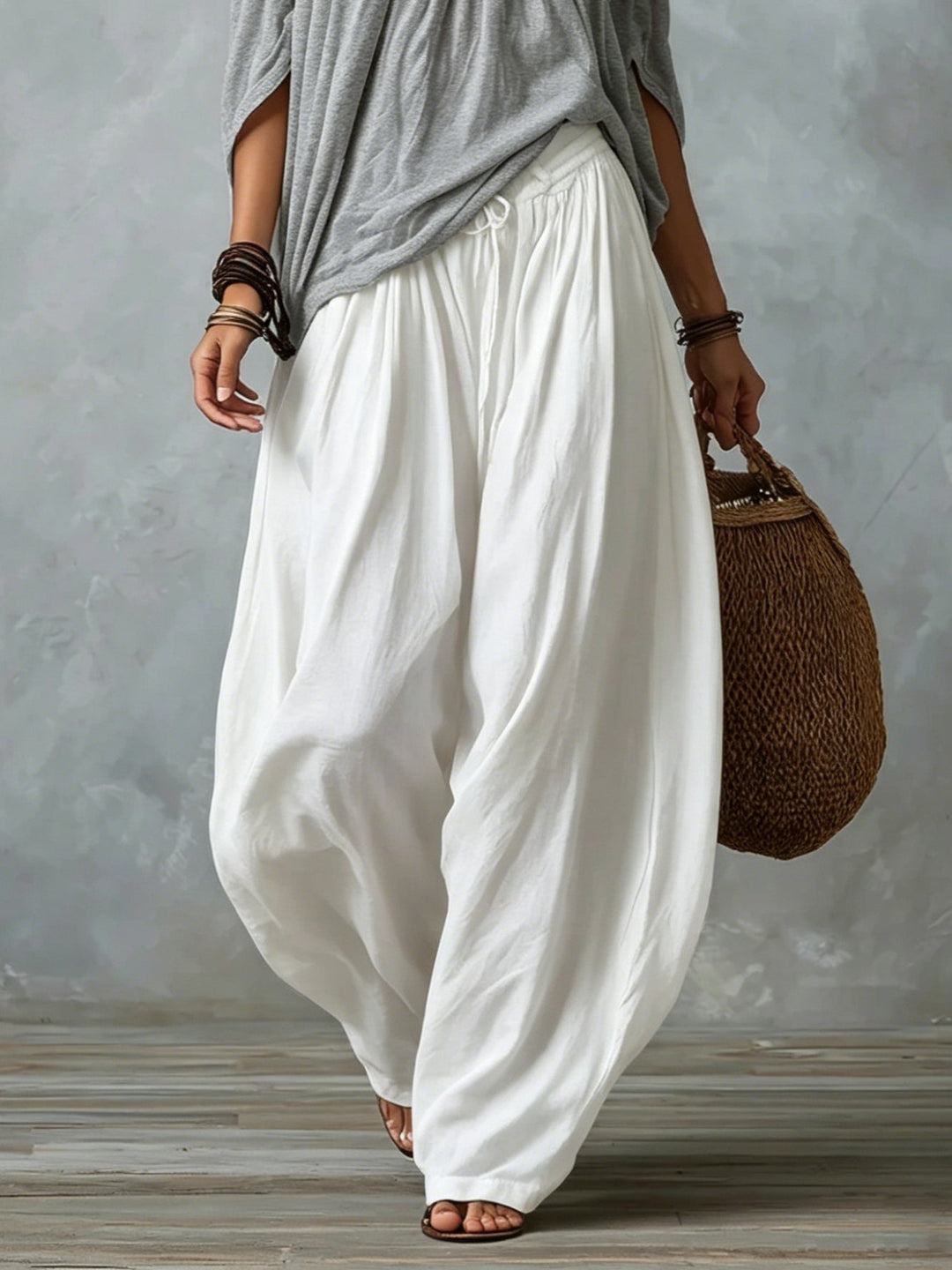 Morgane | Conjunto de top con hombros descubiertos y pantalón fruncido