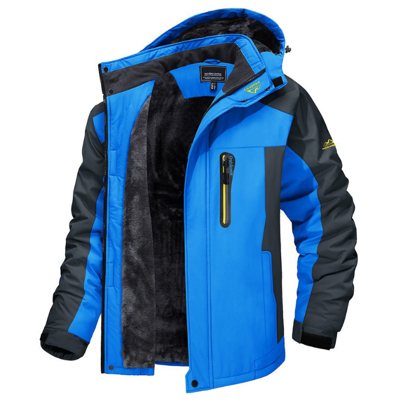 Veste à capuche pour homme, doublée de peluche et à empiècements contrastants