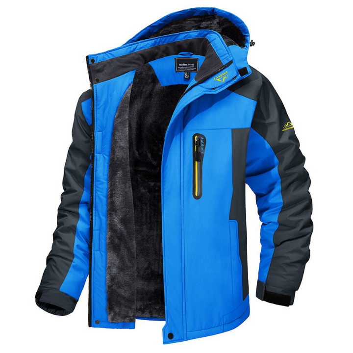 Veste à capuche pour homme, doublée de peluche et à empiècements contrastants