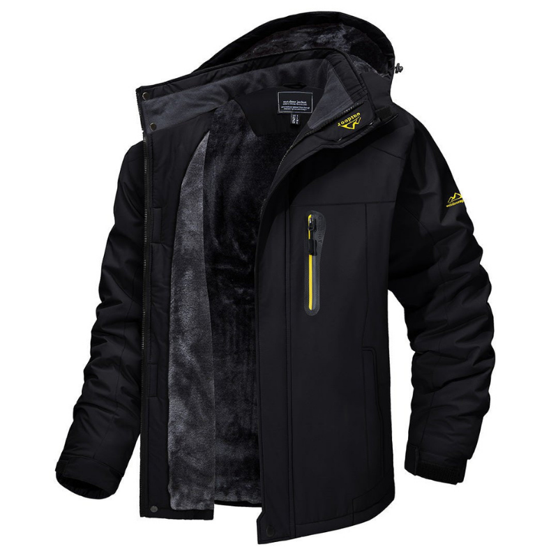 Veste à capuche pour homme, doublée de peluche et à empiècements contrastants