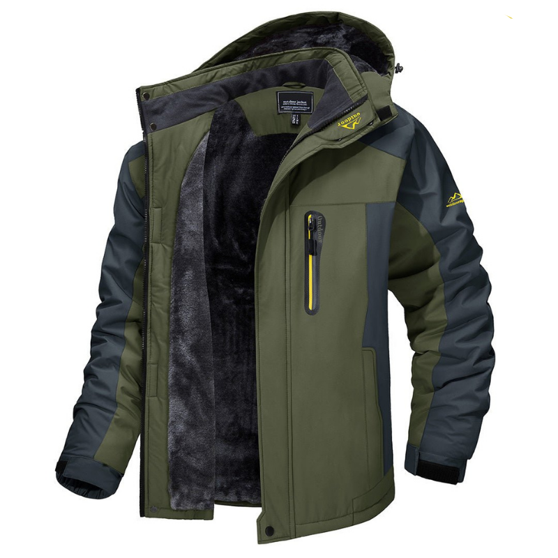 Veste à capuche pour homme, doublée de peluche et à empiècements contrastants