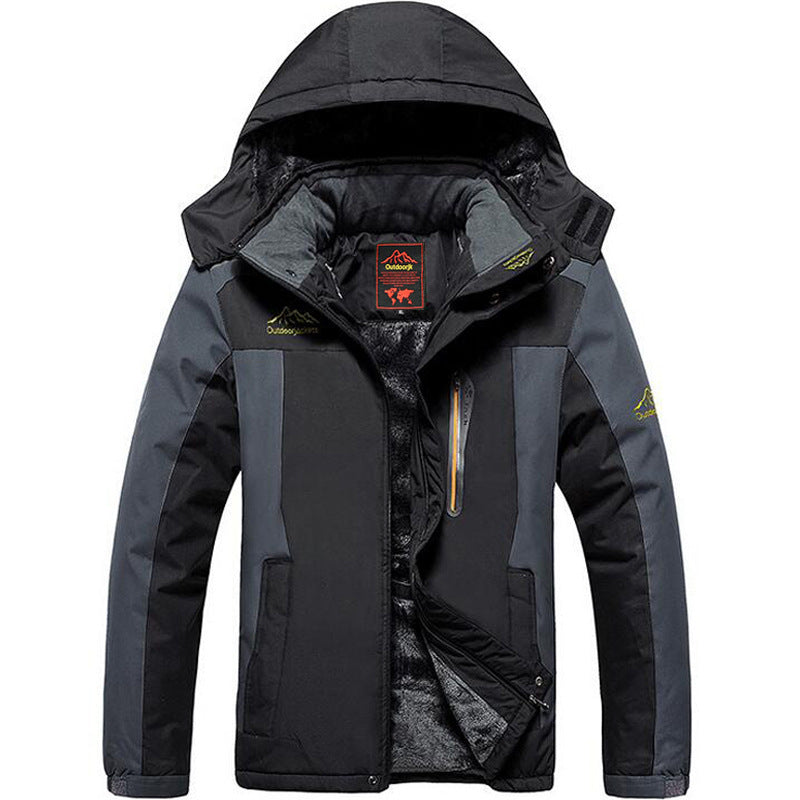 Veste à capuche pour homme, doublée de peluche et à empiècements contrastants
