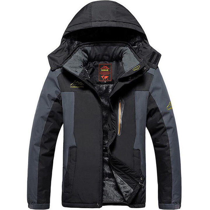 Veste à capuche pour homme, doublée de peluche et à empiècements contrastants
