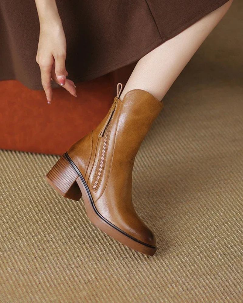 Pauline | Stivaletti con tacco largo e zip laterale