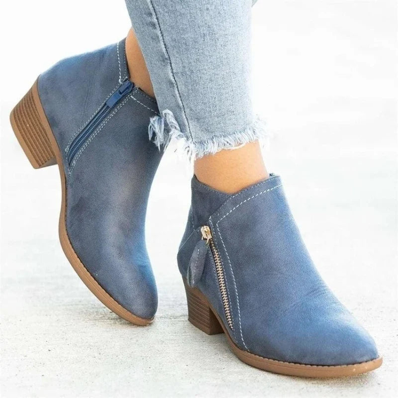 Charlotte | Stiefeletten in Wildlederoptik mit seitlichem Reißverschluss