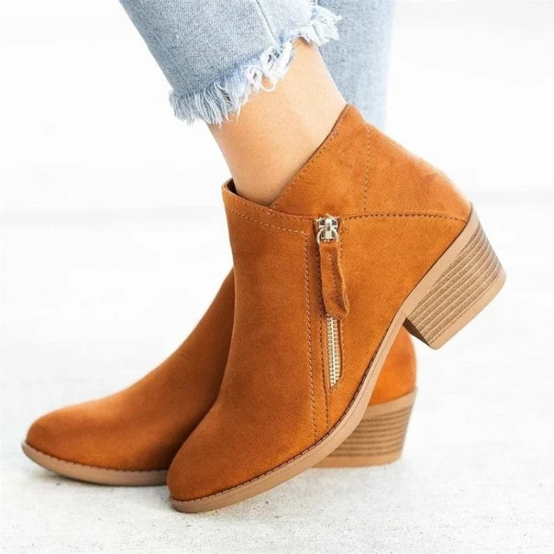 Charlotte | Stiefeletten in Wildlederoptik mit seitlichem Reißverschluss