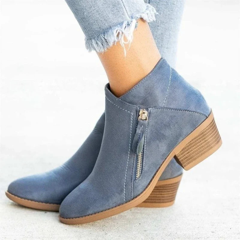 Charlotte | Stiefeletten in Wildlederoptik mit seitlichem Reißverschluss