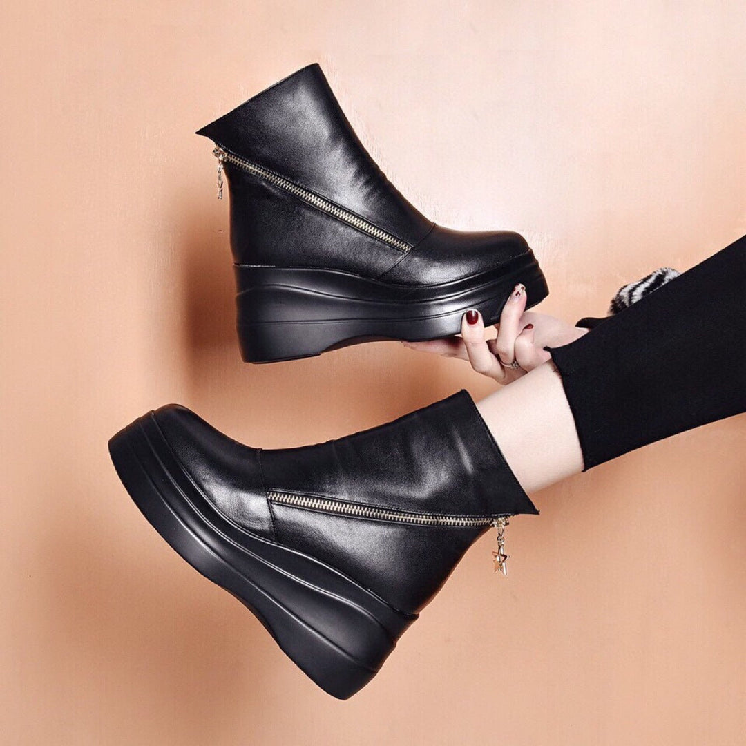 Aurélia | Stivaletti con plateau e zip diagonale