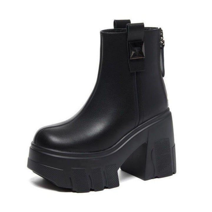 Sophie | Plateau-Stiefel mit Blockabsatz und hinterem Reißverschluss