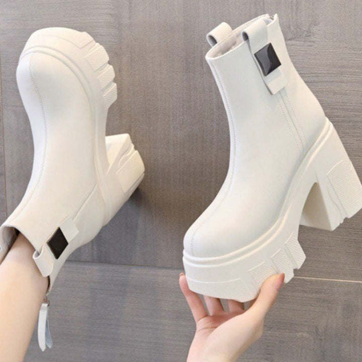 Sophie | Plateau-Stiefel mit Blockabsatz und hinterem Reißverschluss