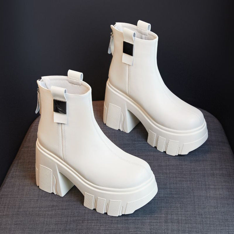 Sophie | Plateau-Stiefel mit Blockabsatz und hinterem Reißverschluss