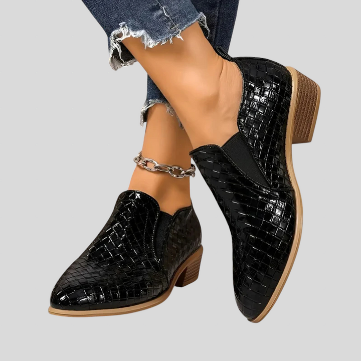 Elsa | Stiefeletten mit Flechtoptik und Blockabsatz