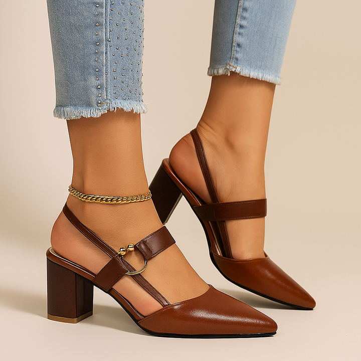 Évelyne | Slingback con tacco largo e cinturino con anello