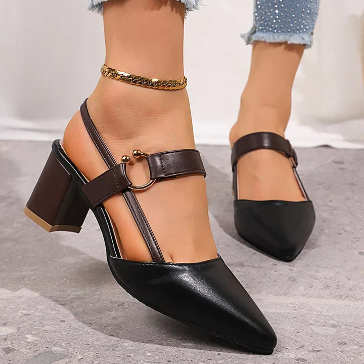 Évelyne | Slingback con tacco largo e cinturino con anello