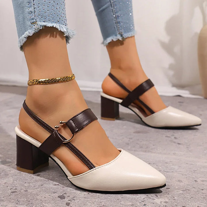 Évelyne | Slingback con tacco largo e cinturino con anello